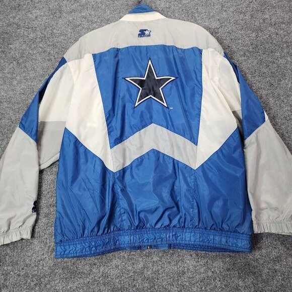 Vintage Starter Dallas Cowboys Windbreaker Men's Large Blue NFL Football Jacket - Picture 1 of 16